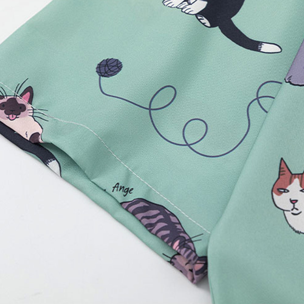 「猫図鑑」 総柄半袖シャツ