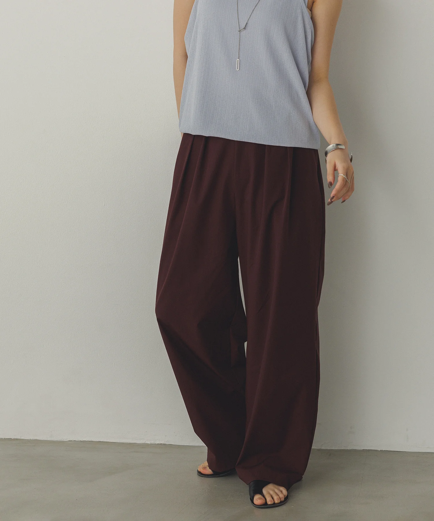 【接触冷感】ワイドストレートパンツ