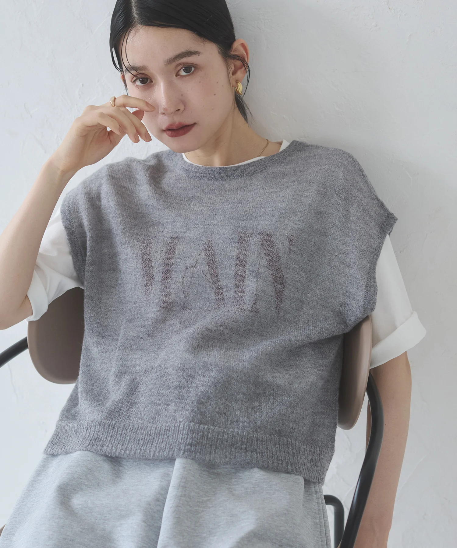 前後2WAY バックリボンシアーニット