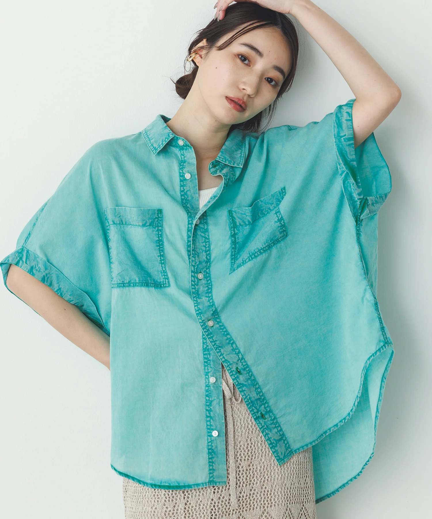 コットンボイル 半袖シャツ