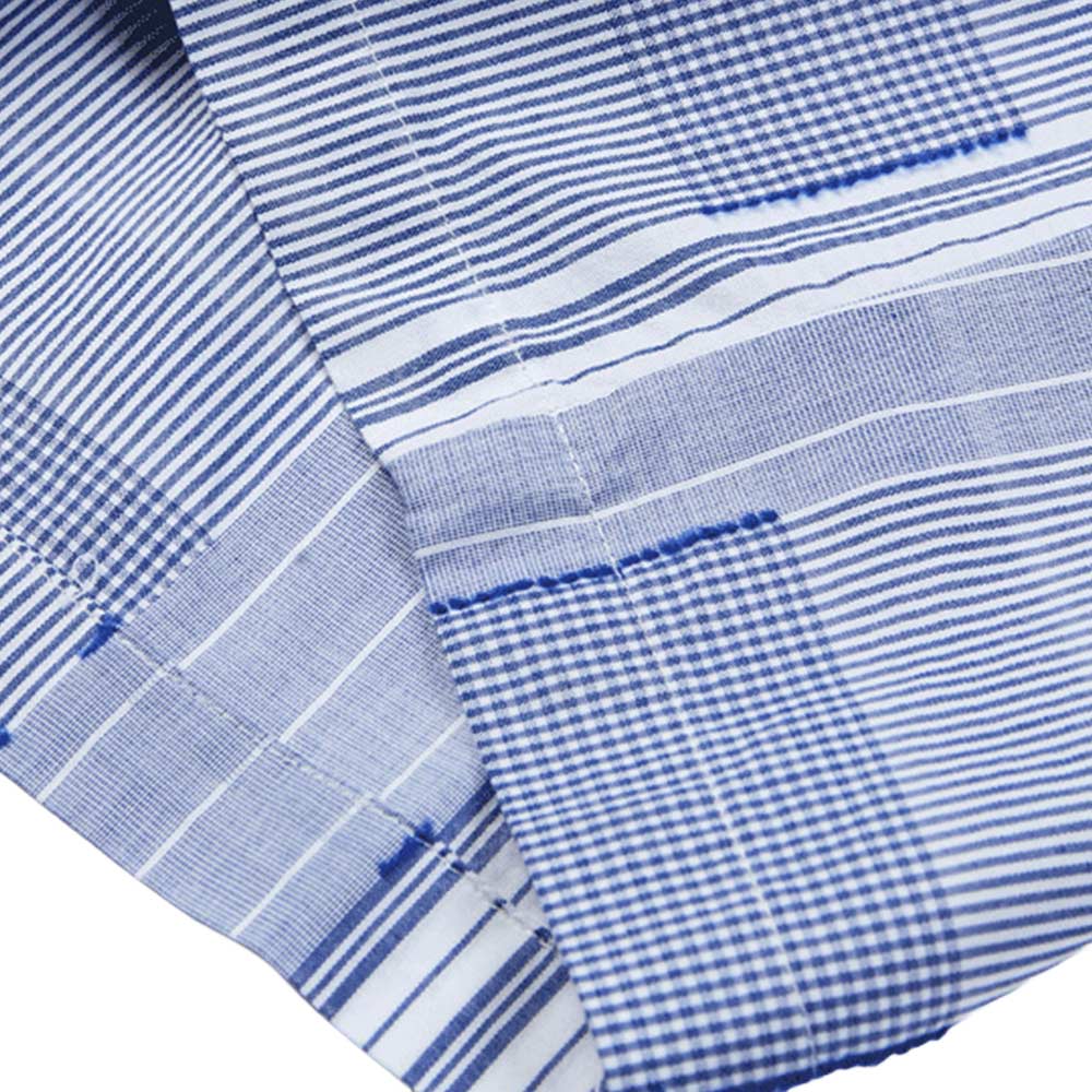 アメカジ　チェック柄パッチワークキューバシャツ 半袖 