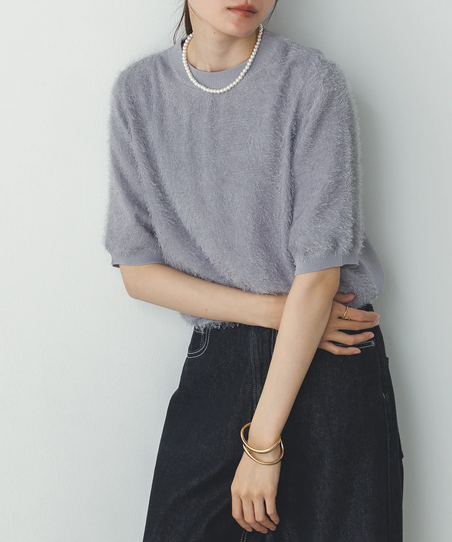 シアージャガード ハーフスリーブニット