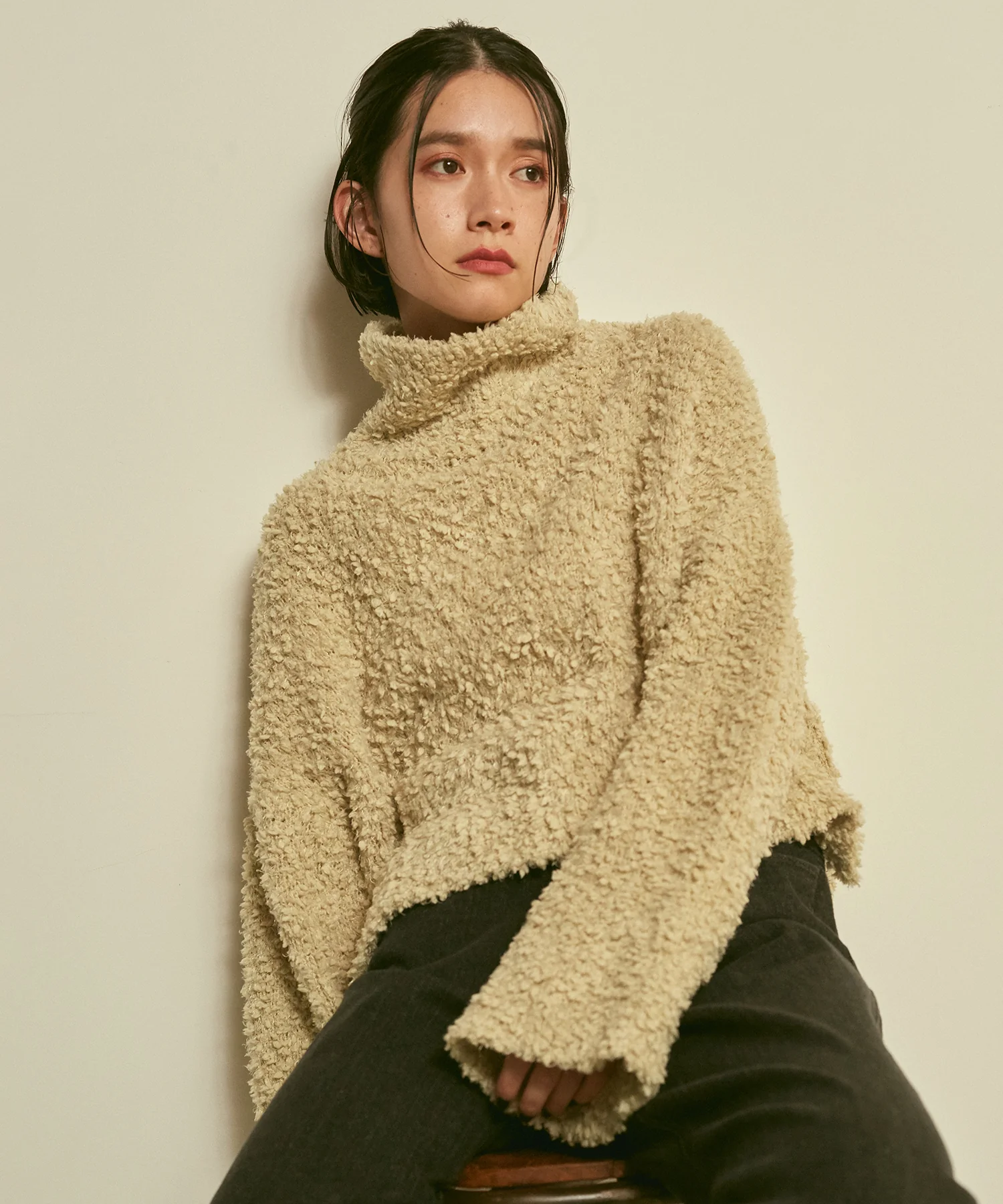 ブークレハイネックショートニット