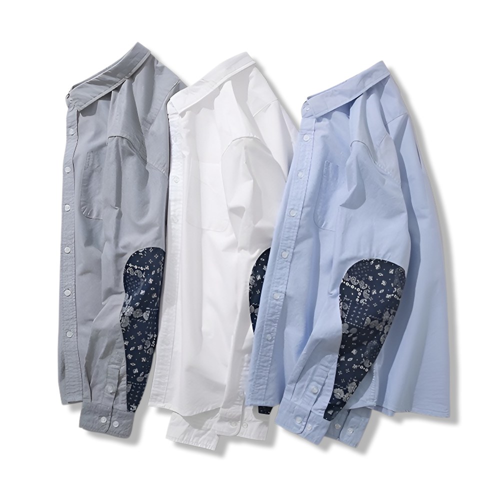 エルボーパッチペイズリー柄　オックスフォードシャツ