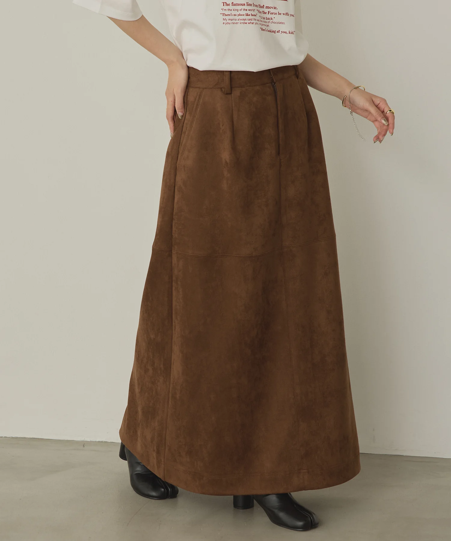フェイクスウェード ロングスカート
