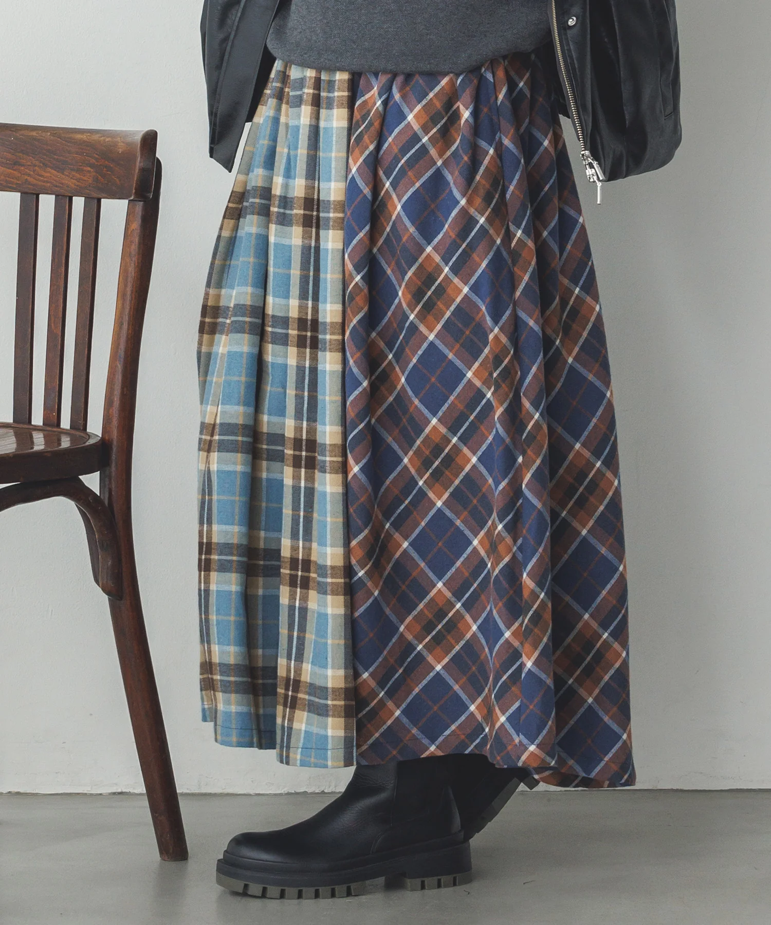 ネルチェックギャザースカート