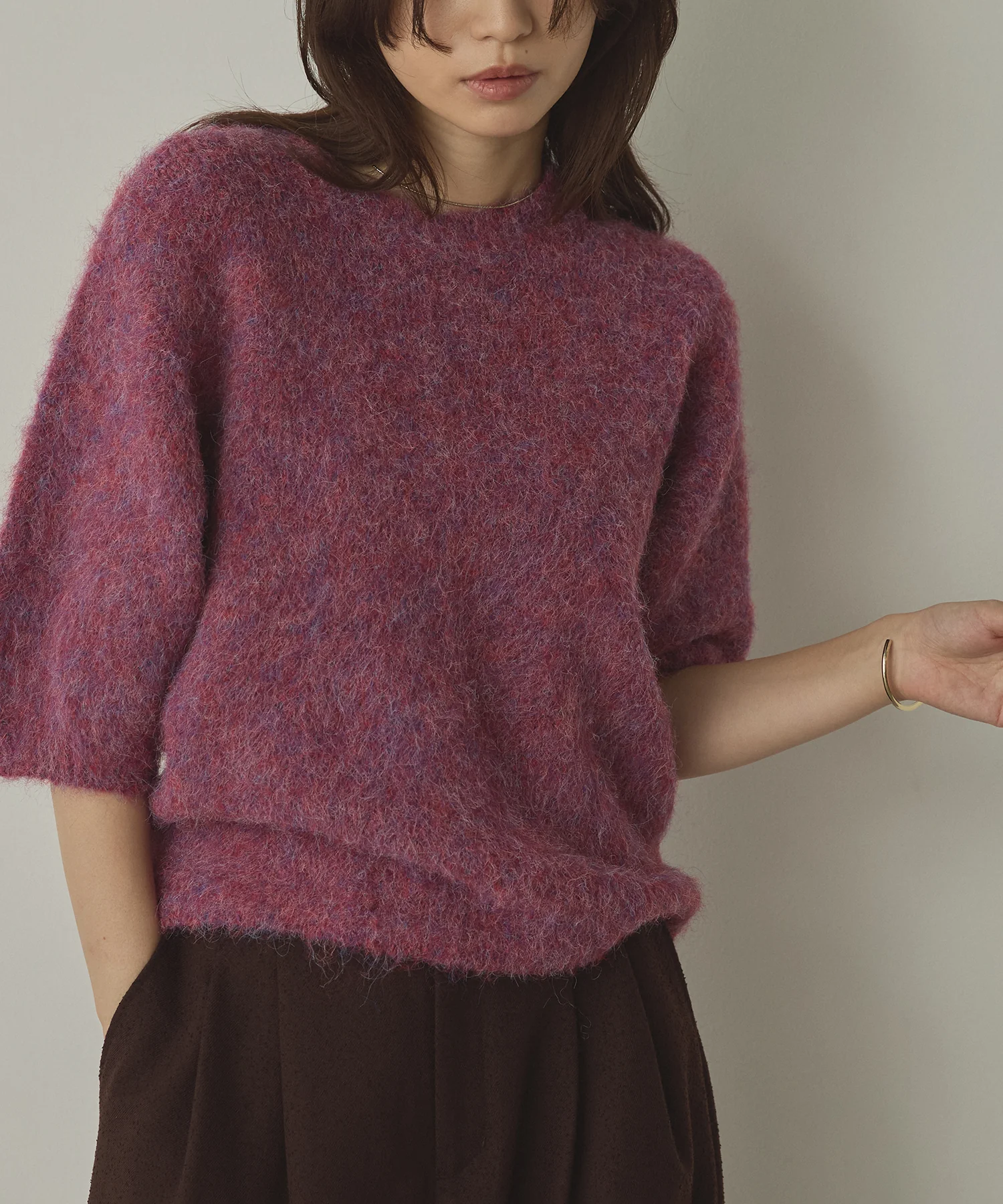 モヘアタッチ 半袖ニット