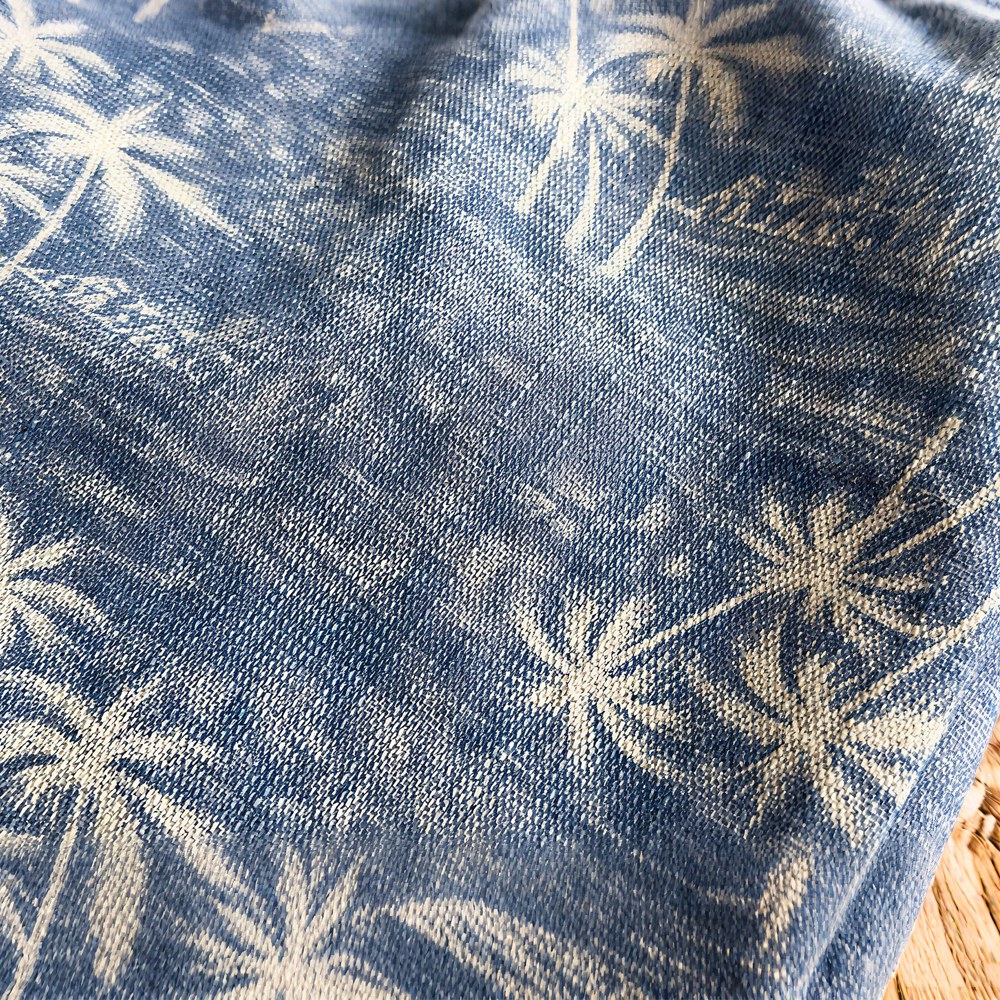 ヤシの木柄デニムベースボールシャツ