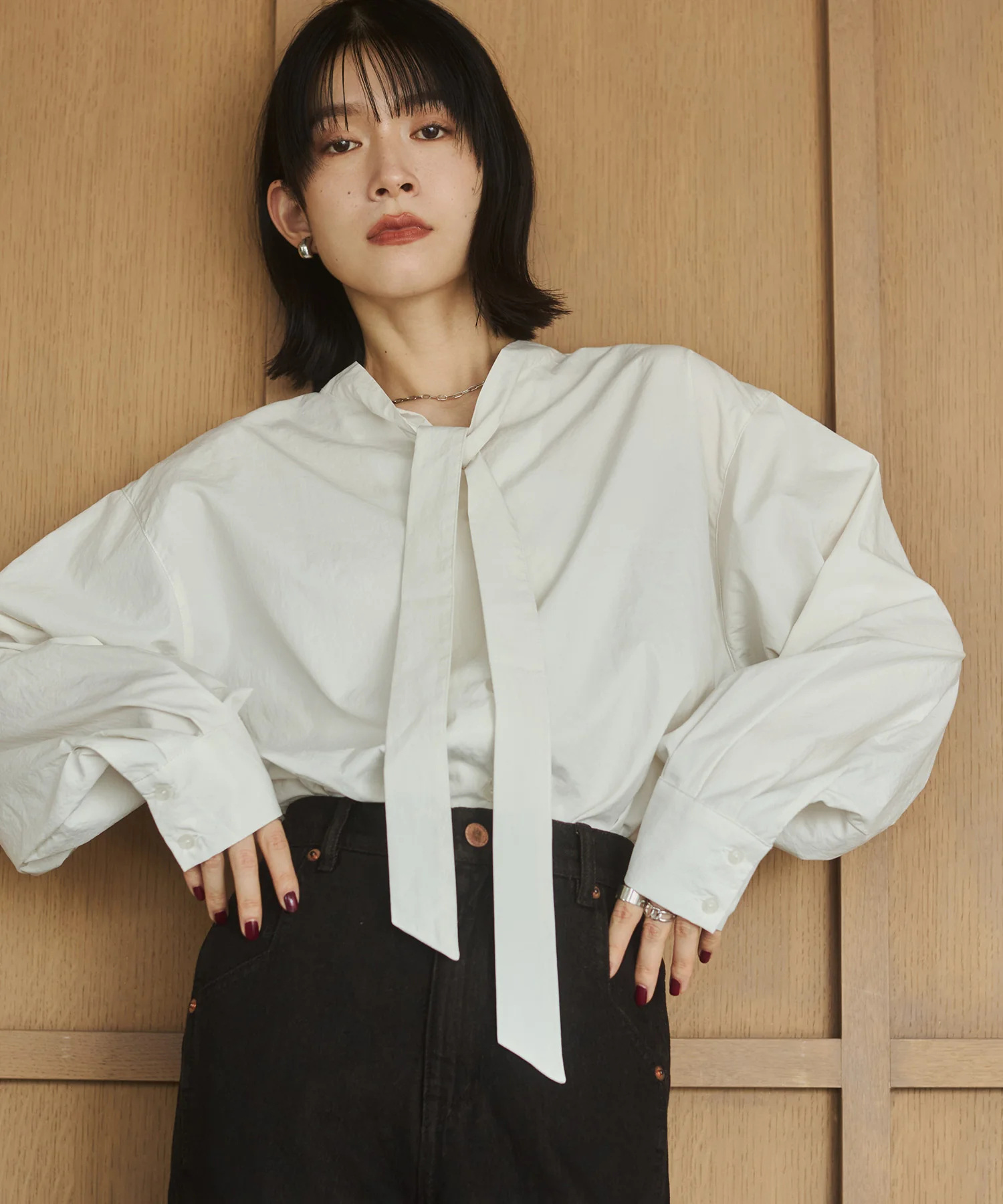 2WAY ボウタイブラウス