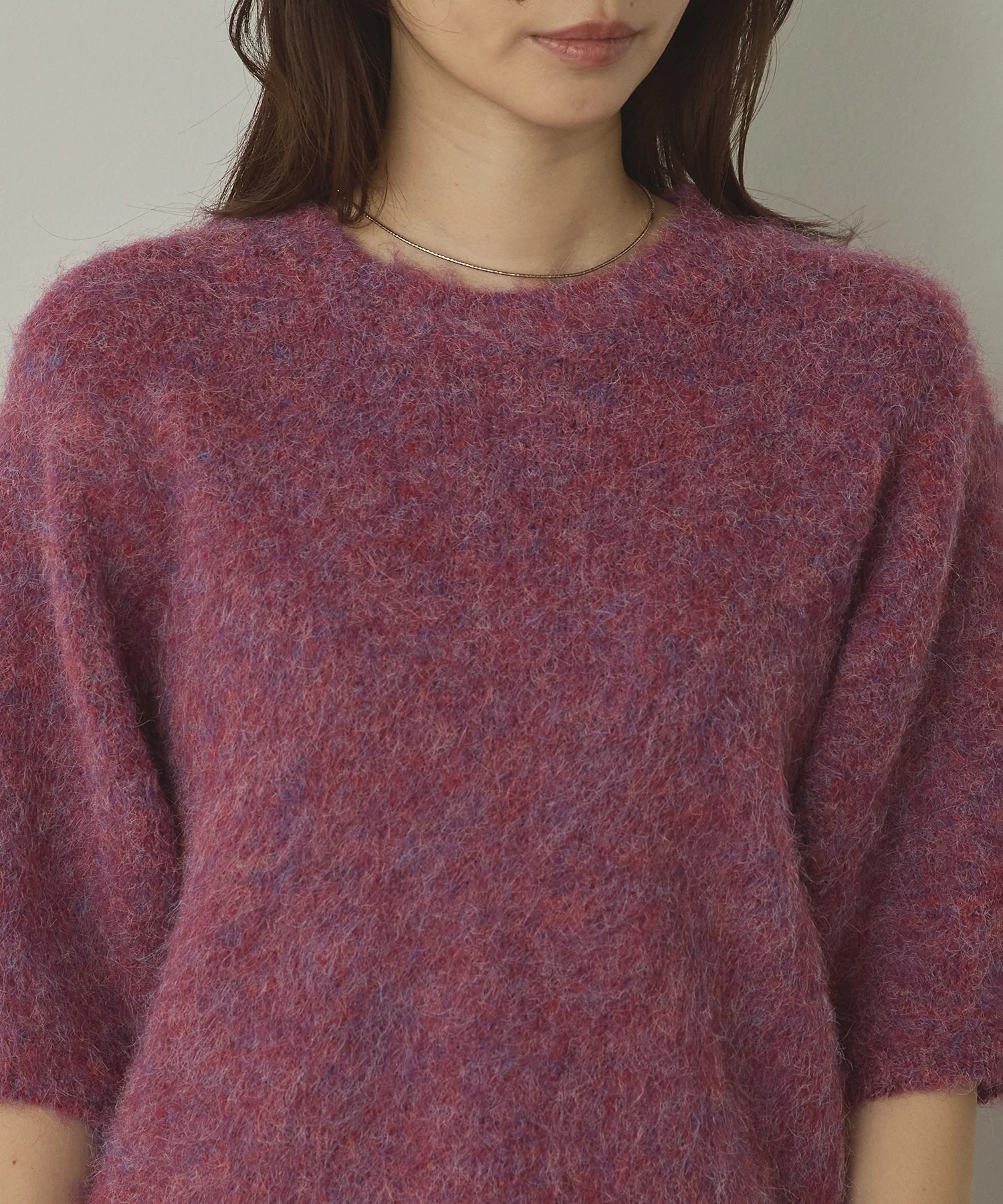 モヘアタッチ 半袖ニット