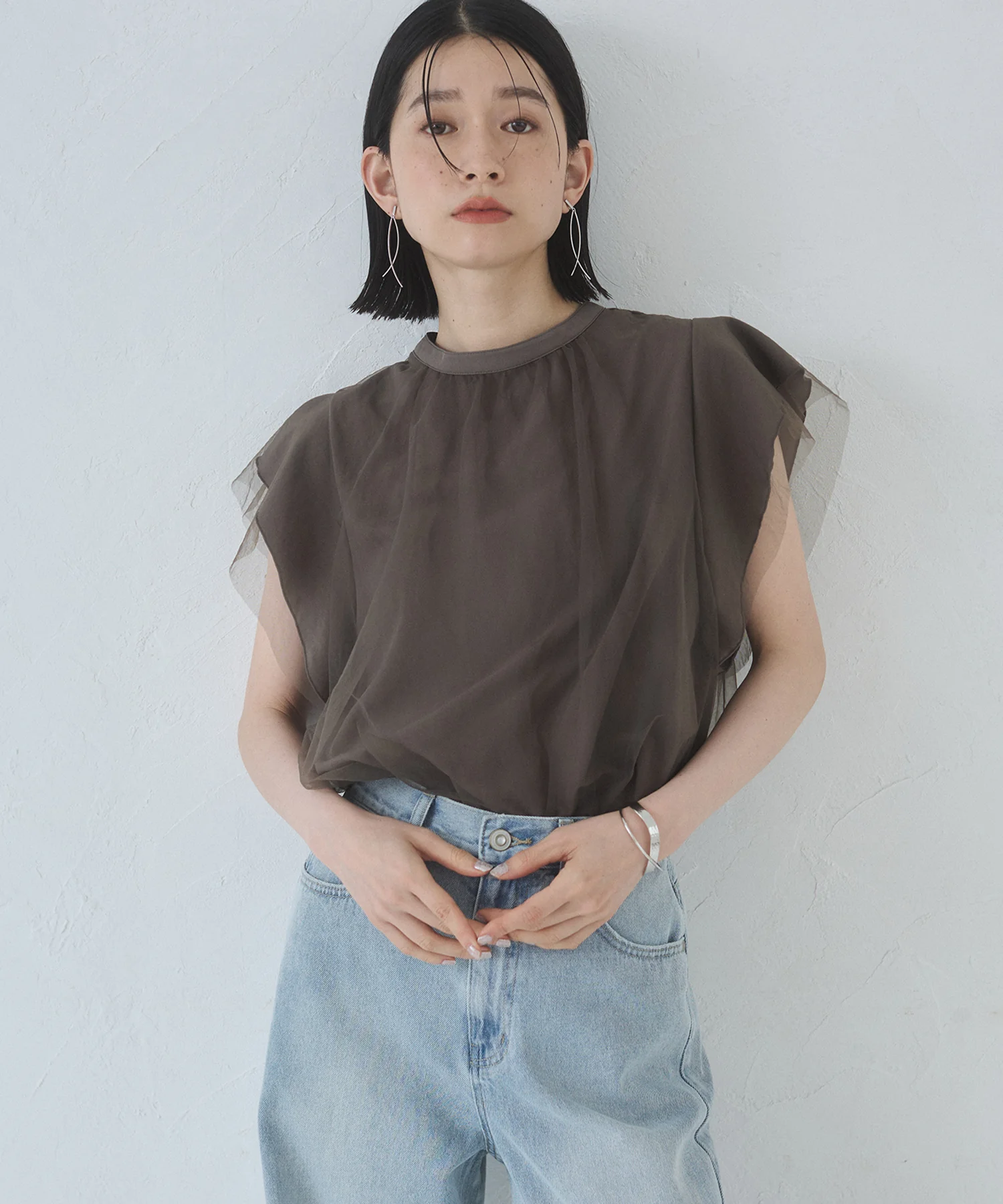 チュール レイヤードブラウス