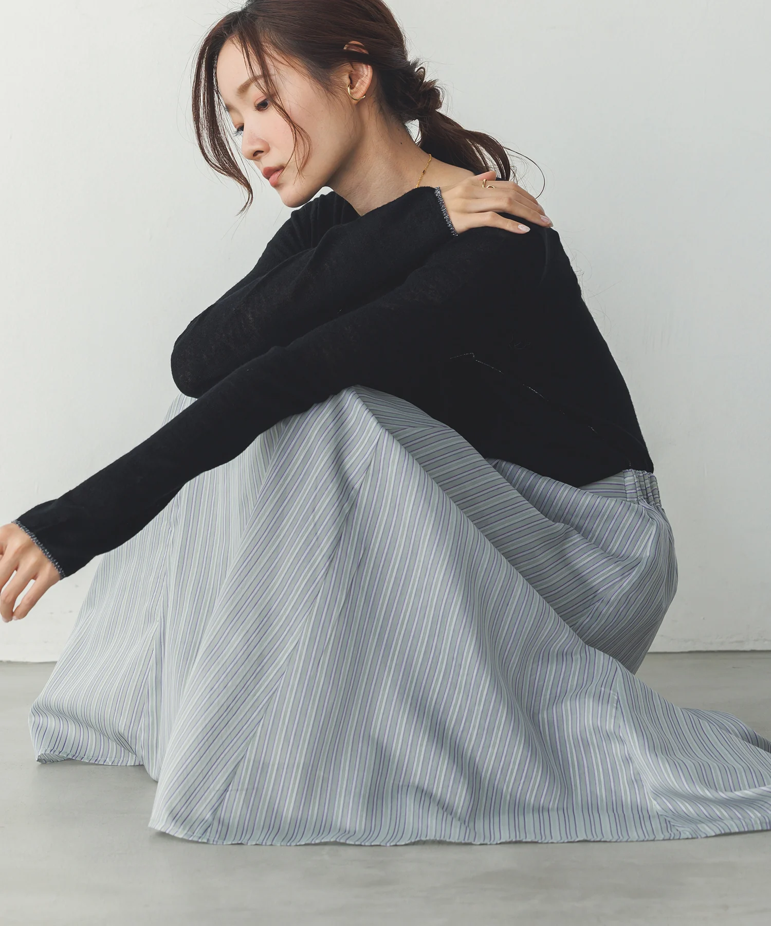 ドビーストライプ シアーフレアスカート