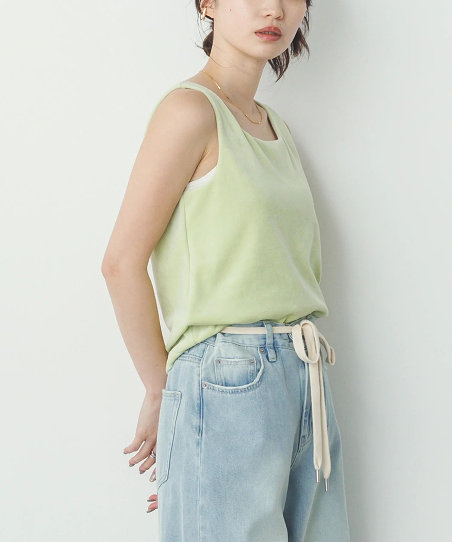 前後2WAY ベロア スクエアタンク