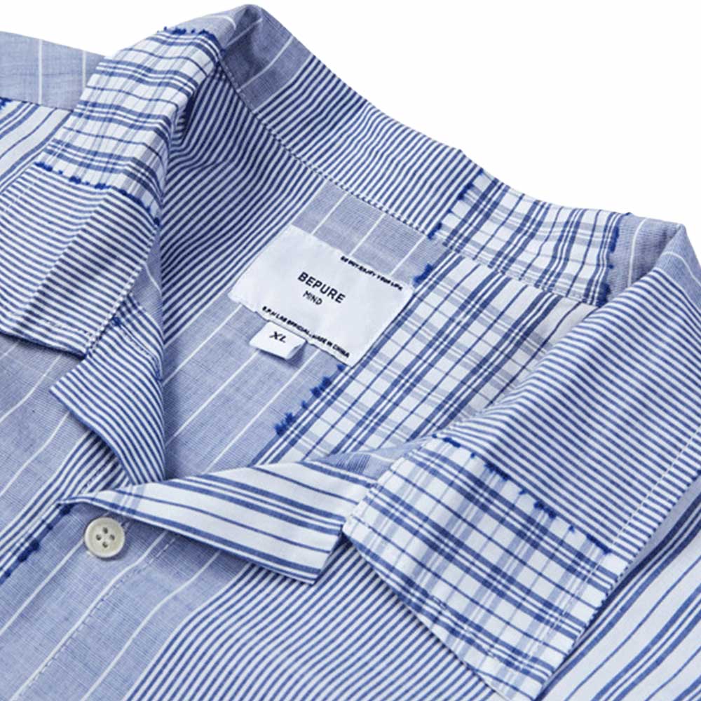 アメカジ　チェック柄パッチワークキューバシャツ 半袖 