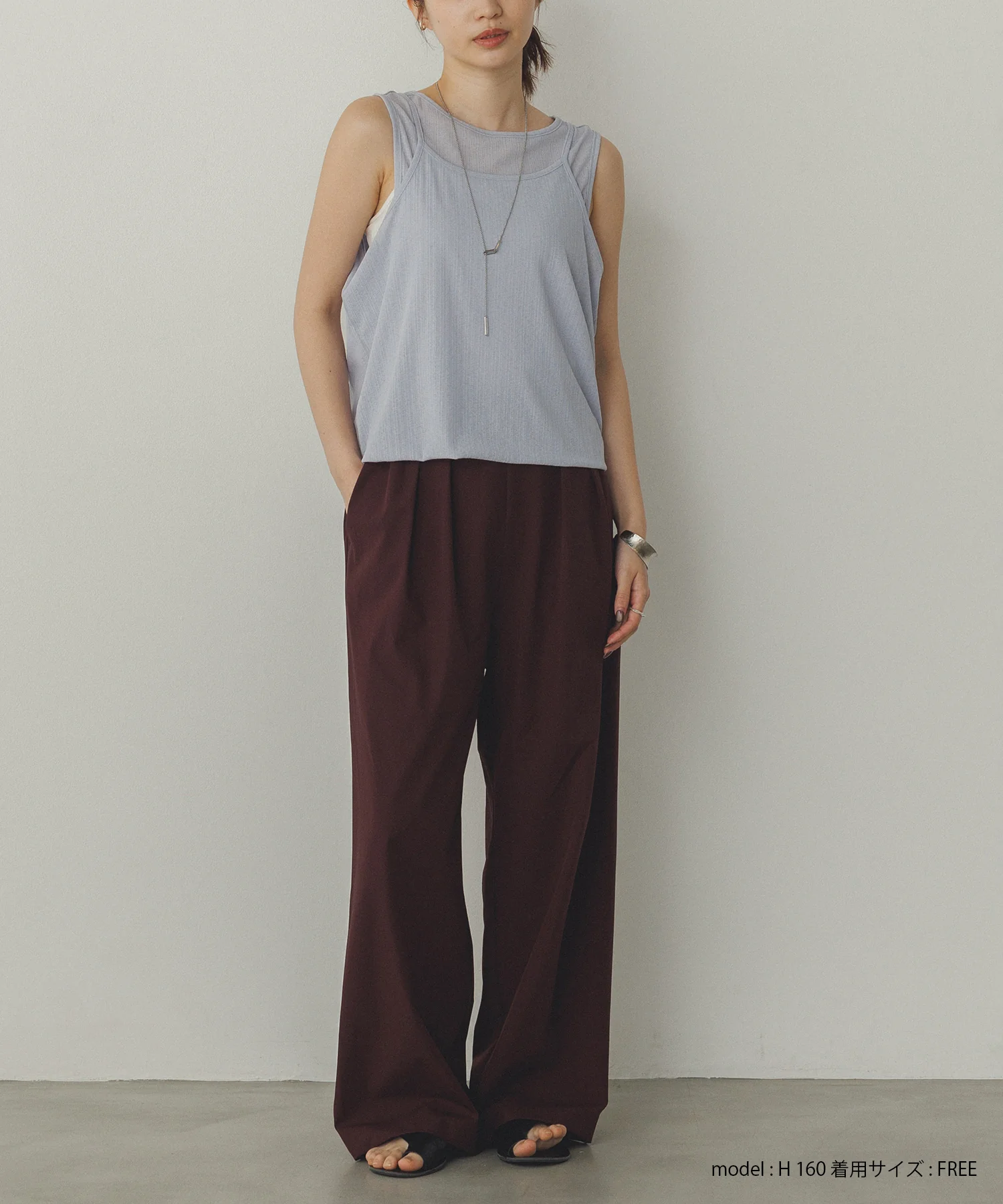 ランダムリブ シアータンクトップ