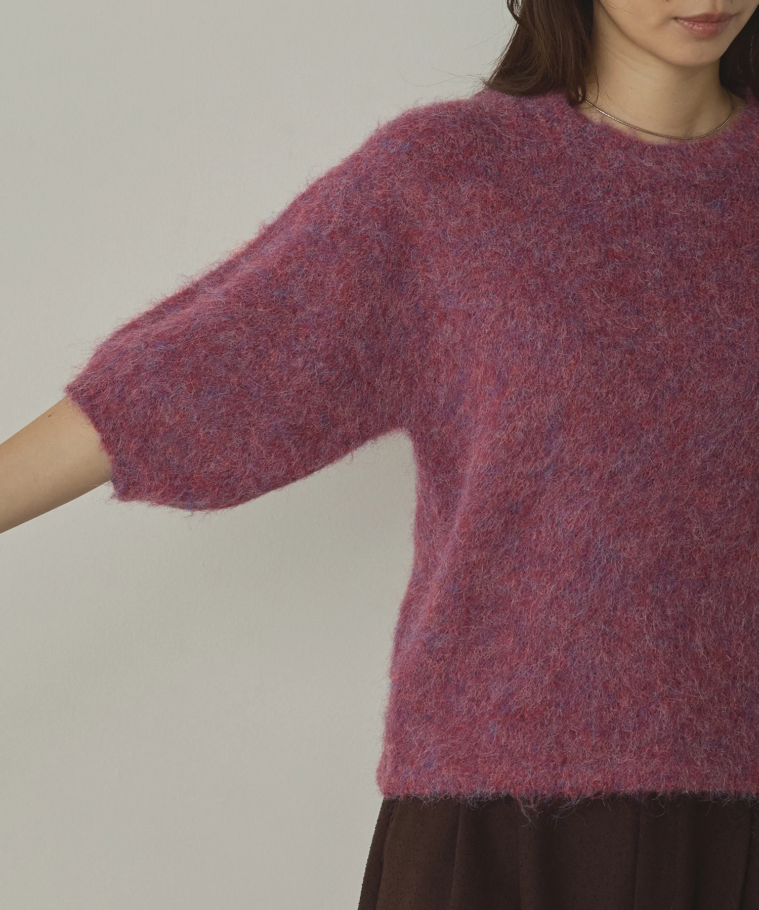 モヘアタッチ 半袖ニット