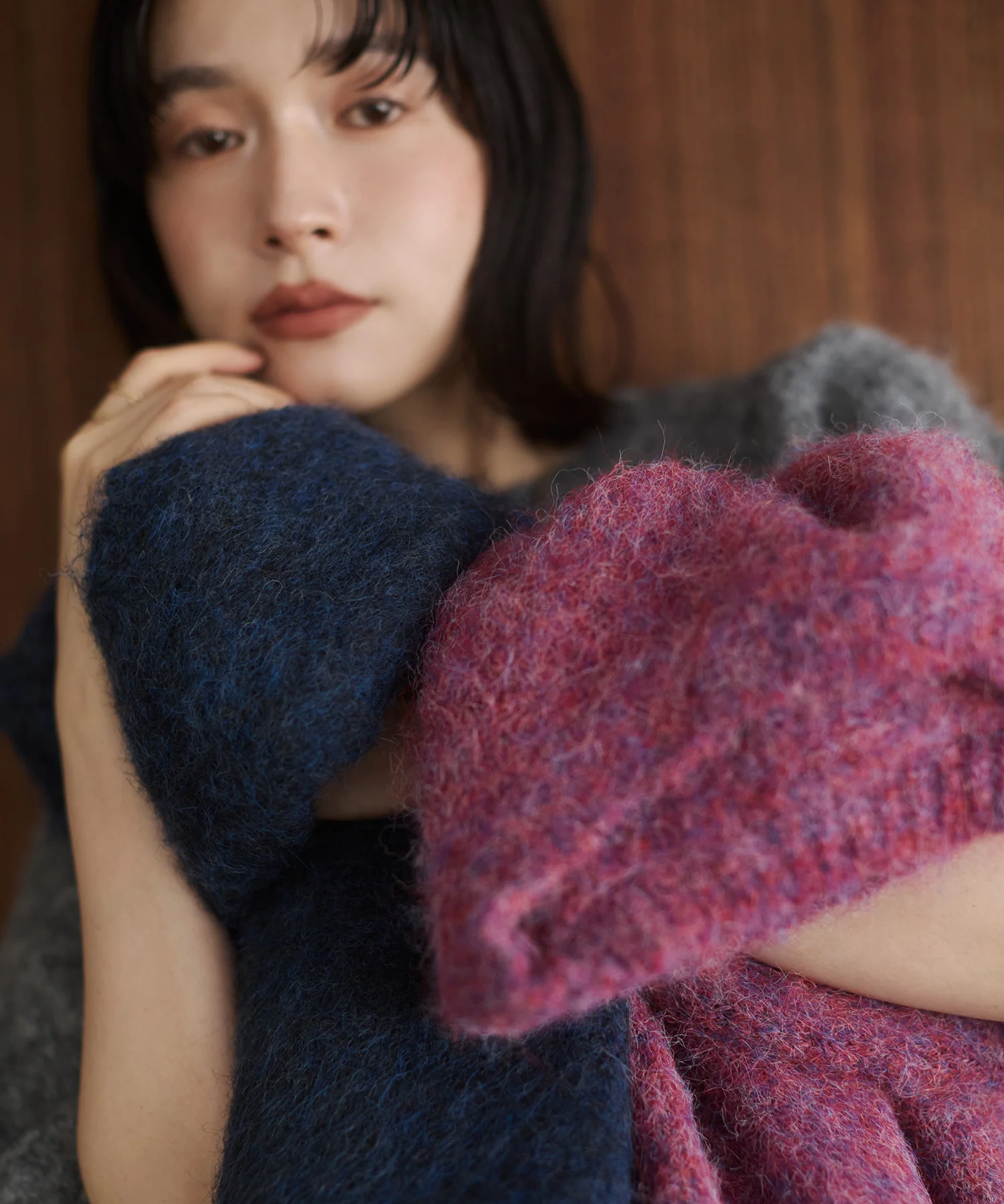 モヘアタッチ 半袖ニット