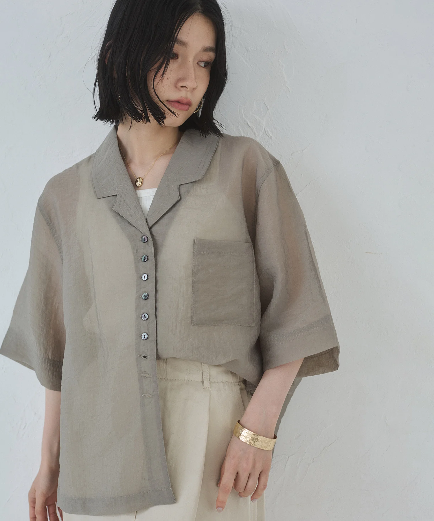 半袖 ツヤシアーシャツ