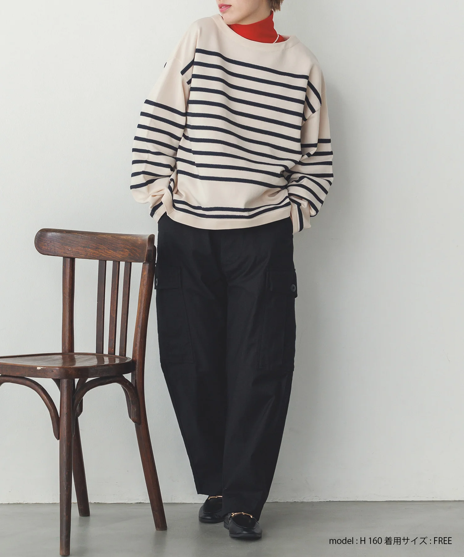 スポンディッシュ 柄編みボーダーニット