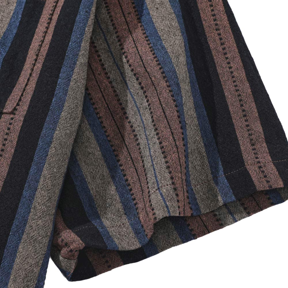 レトロ風 ストライプ開襟 シャツ 半袖