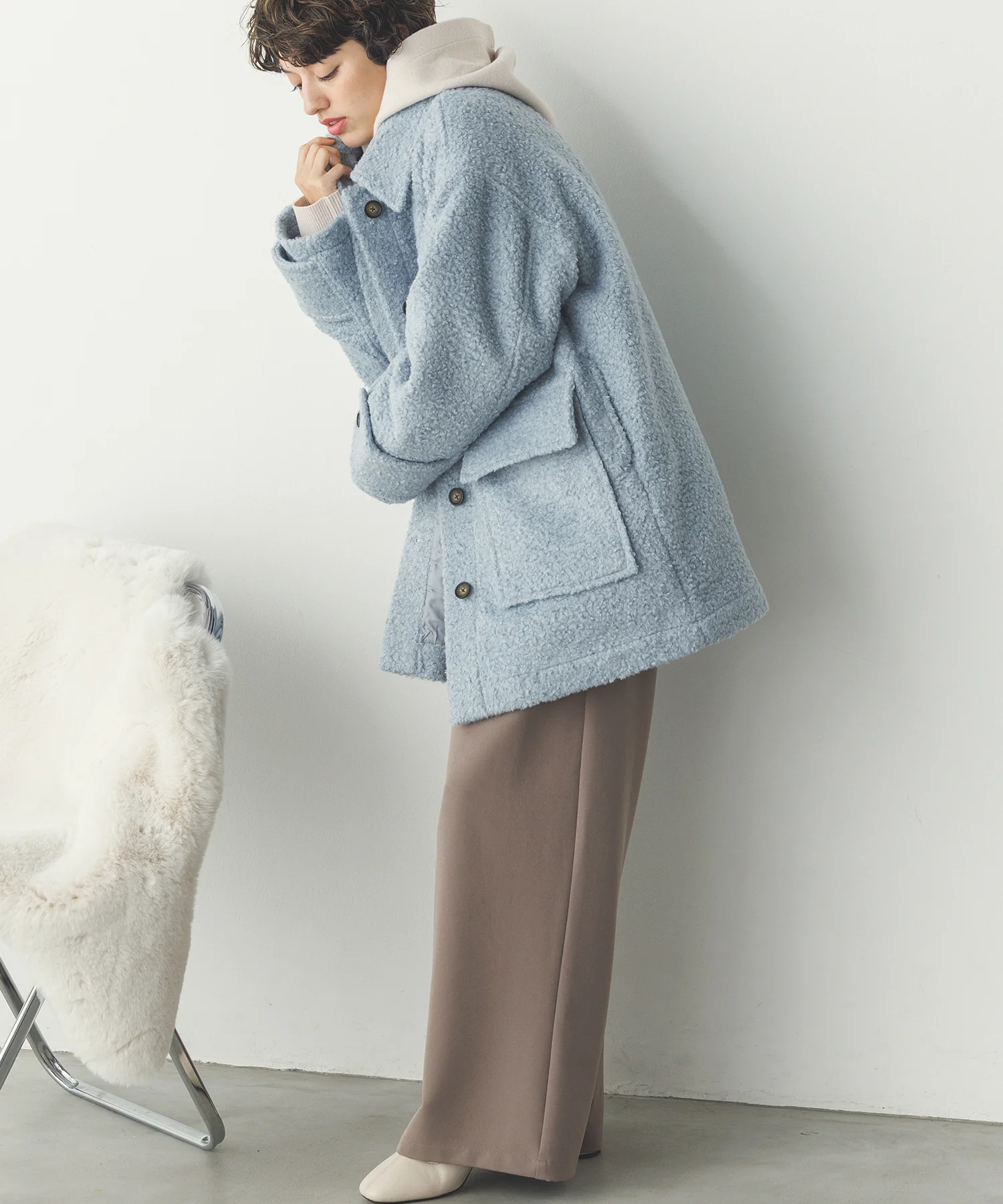 ブークレ ミドルシャツコート