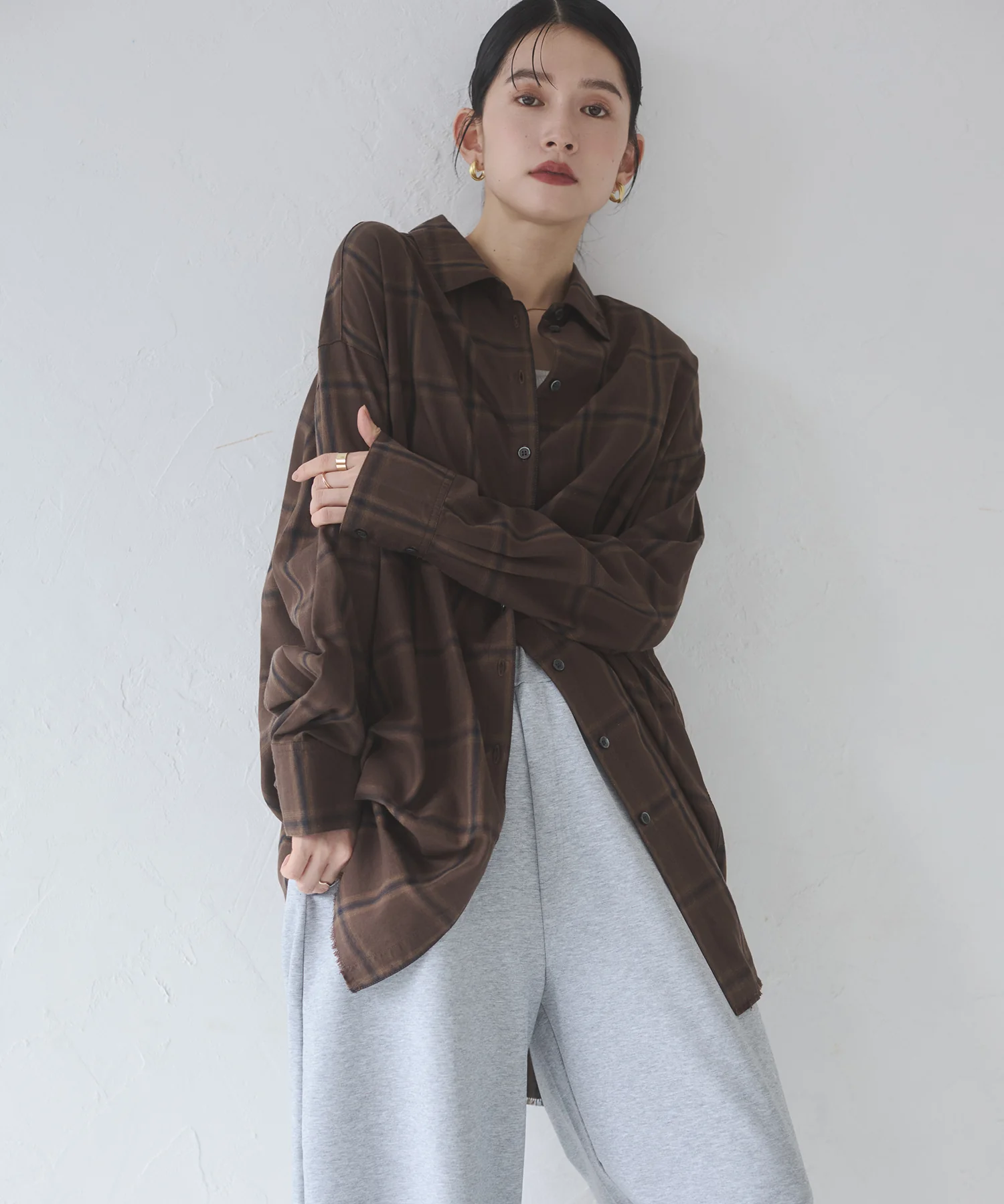 オンブレチェック オーバーシャツ