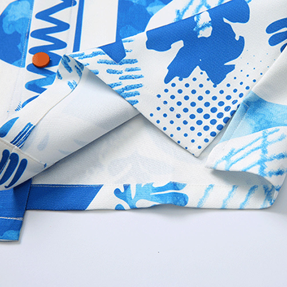 トロピカル抽象グラフィックプリント 開襟シャツ