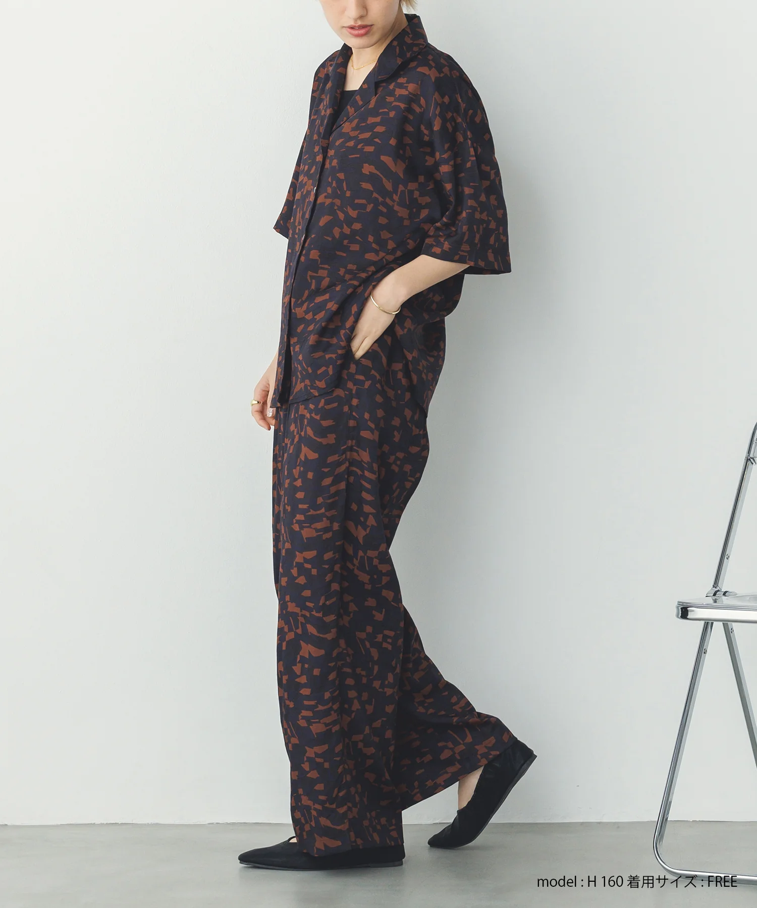 ジオメトリックプリント 半袖シャツ