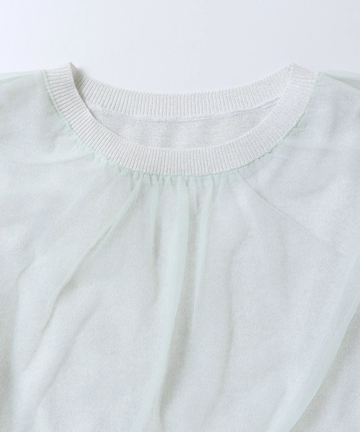 ラメニット チュールレイヤードトップス