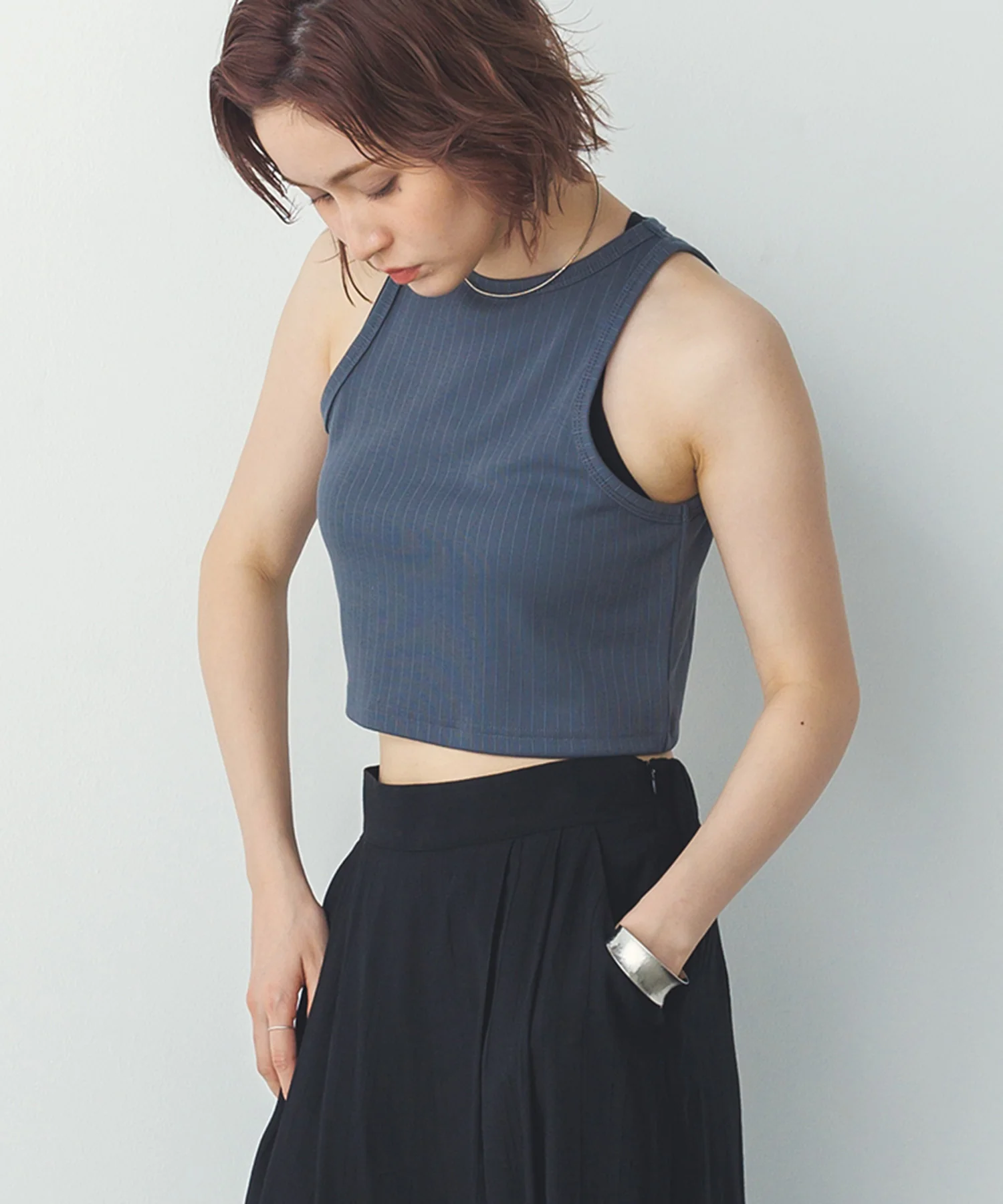 2枚重ね リブタンクトップ