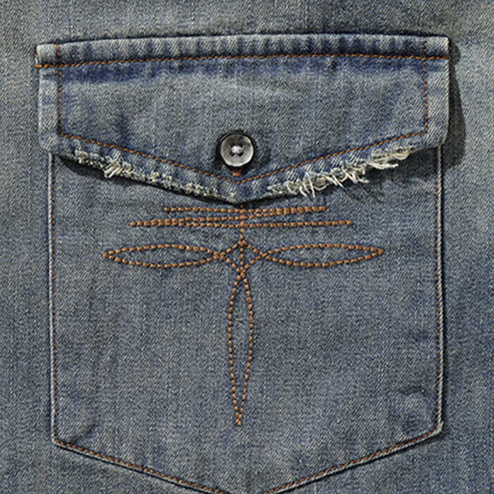 アメカジ　ウエスタン風ウォッシュデニムシャツ