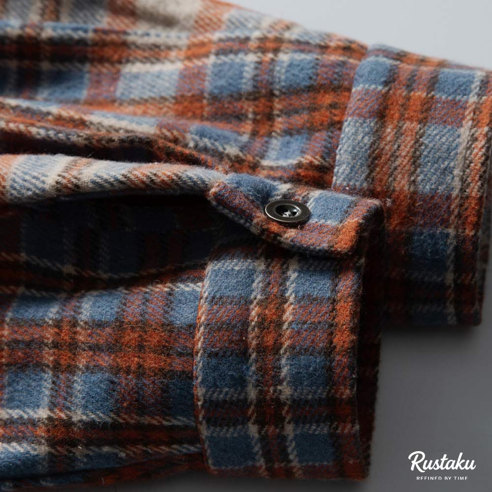 配色チェック切り替えデニム　長袖シャツジャケット