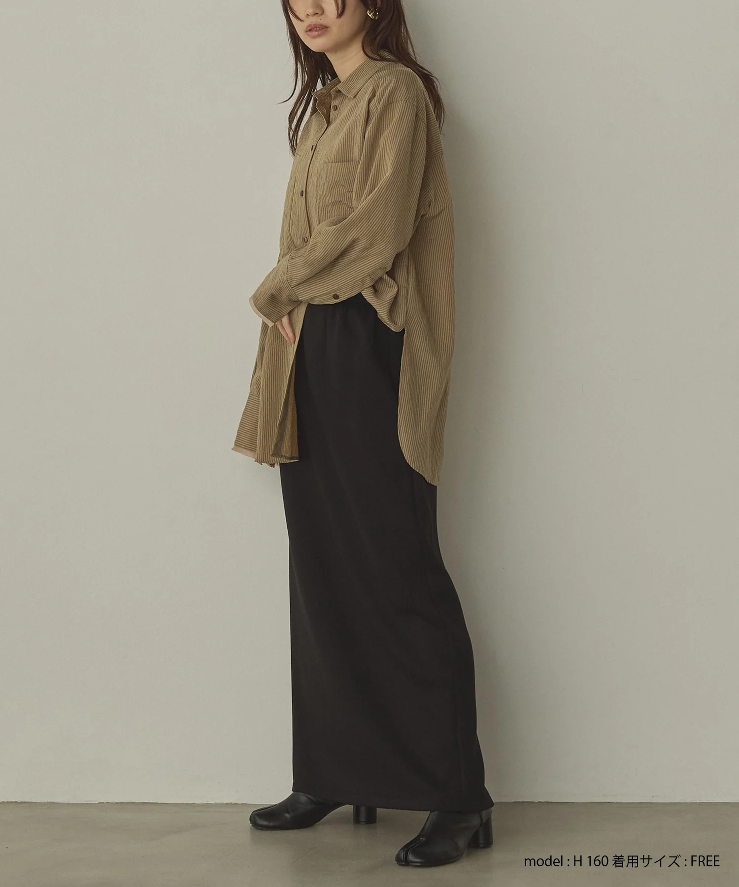 ツヤストライプ オーバーシャツ