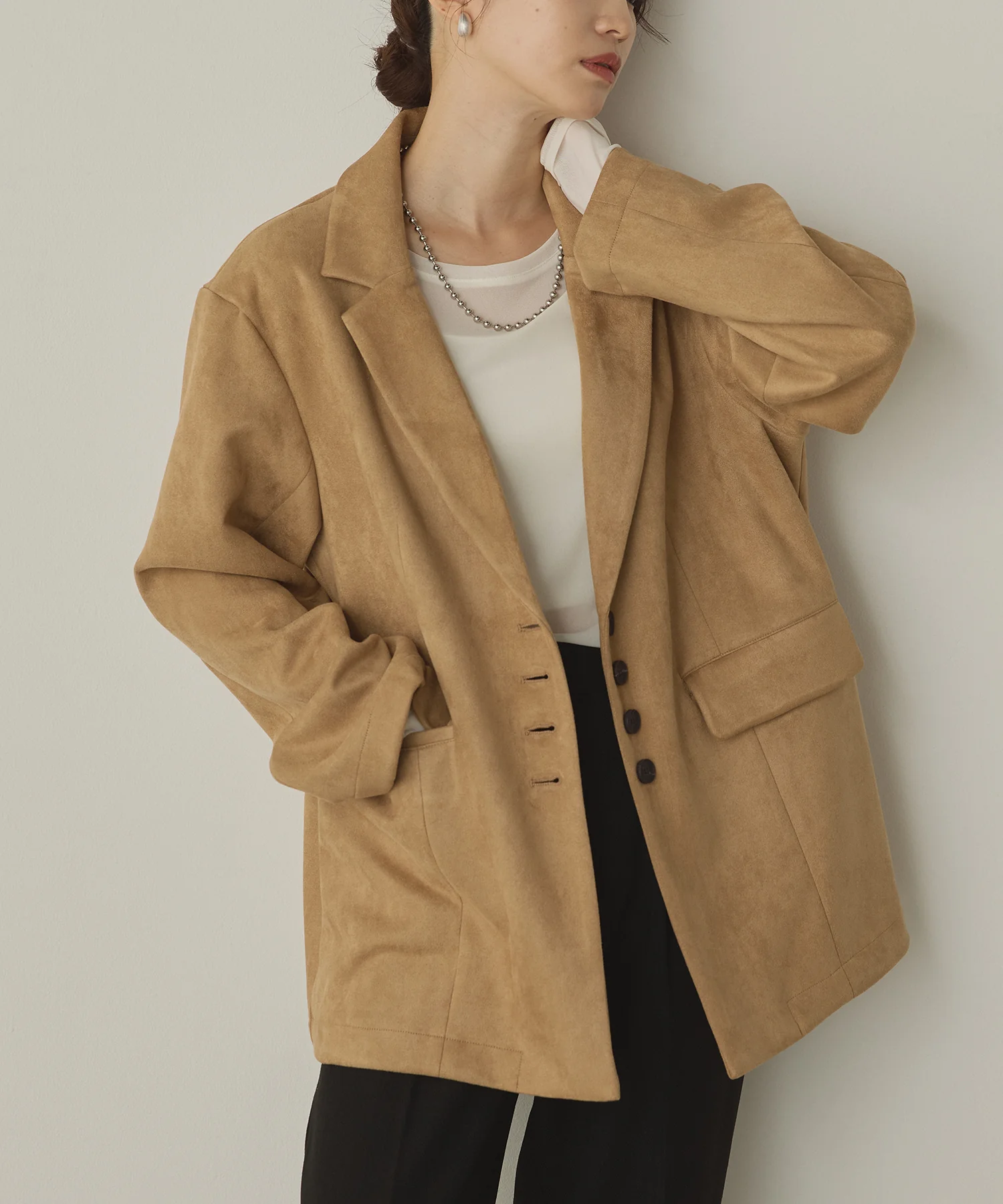 フェイクスウェード テーラードジャケット