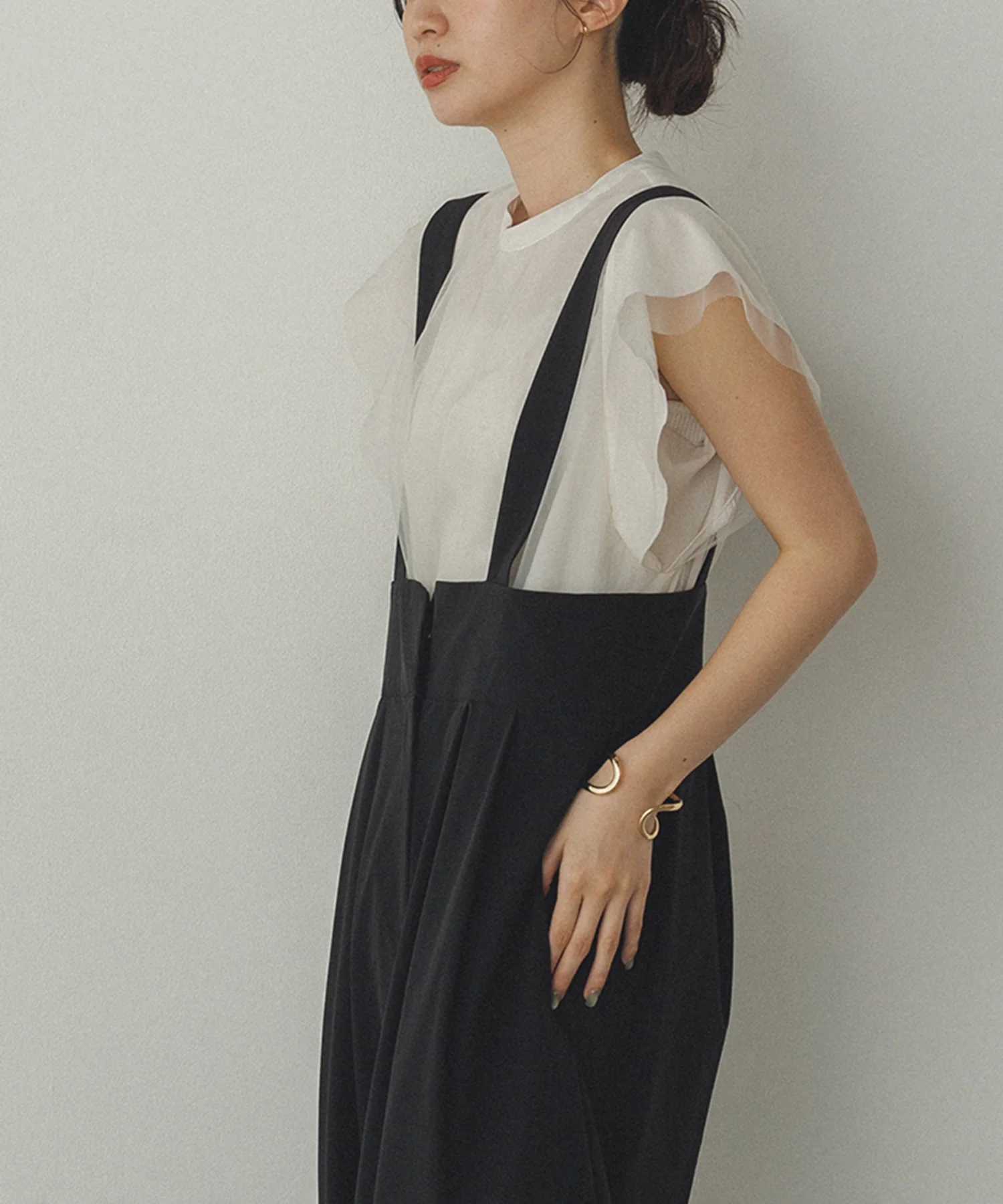 チュール レイヤードブラウス