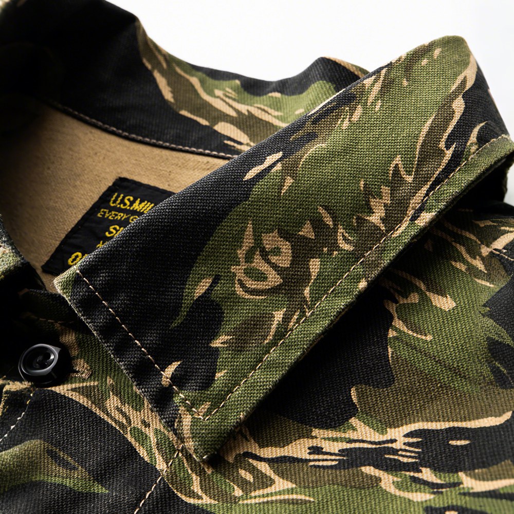 タイガーストライプカモ長袖ワークシャツ