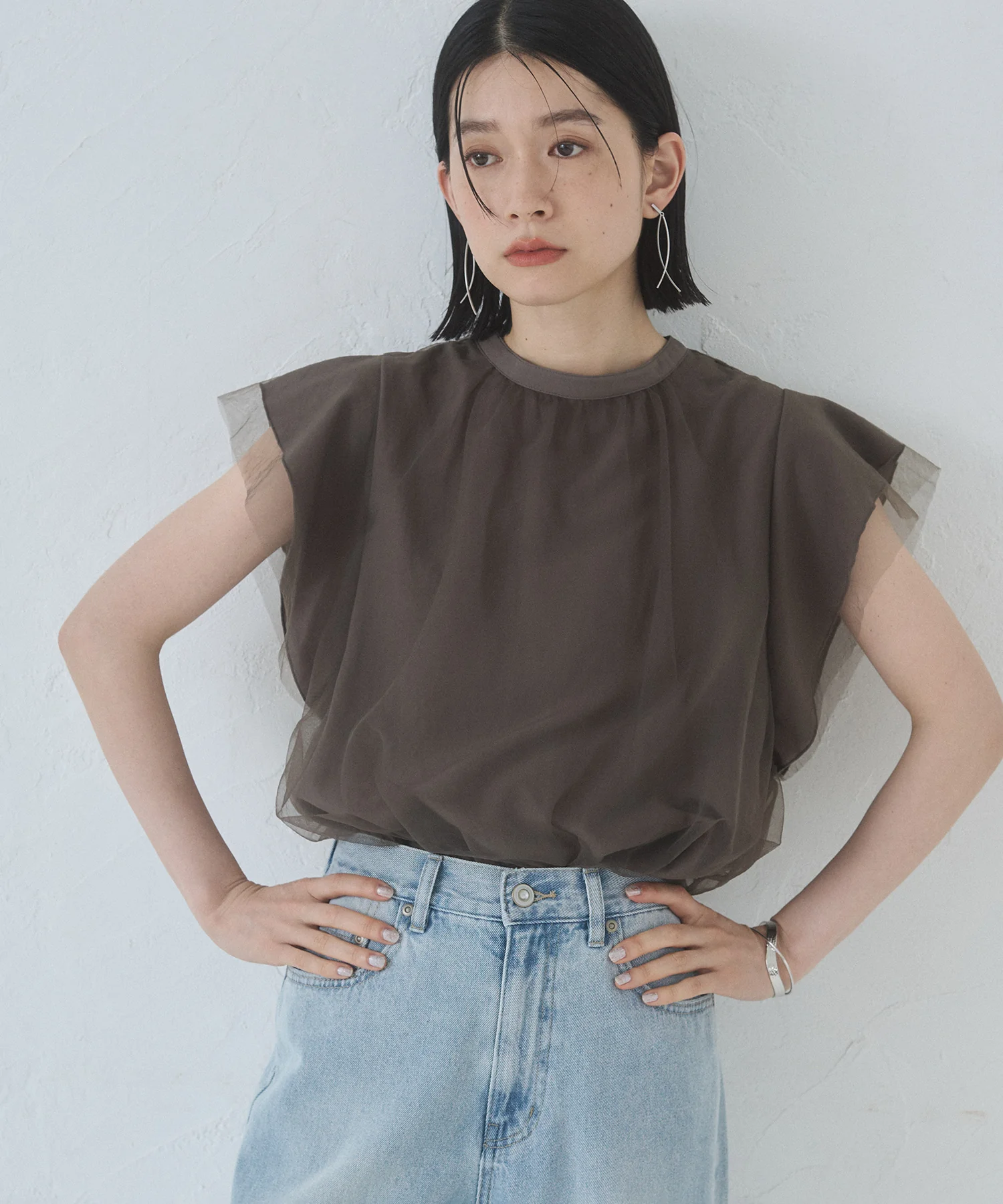 チュール レイヤードブラウス