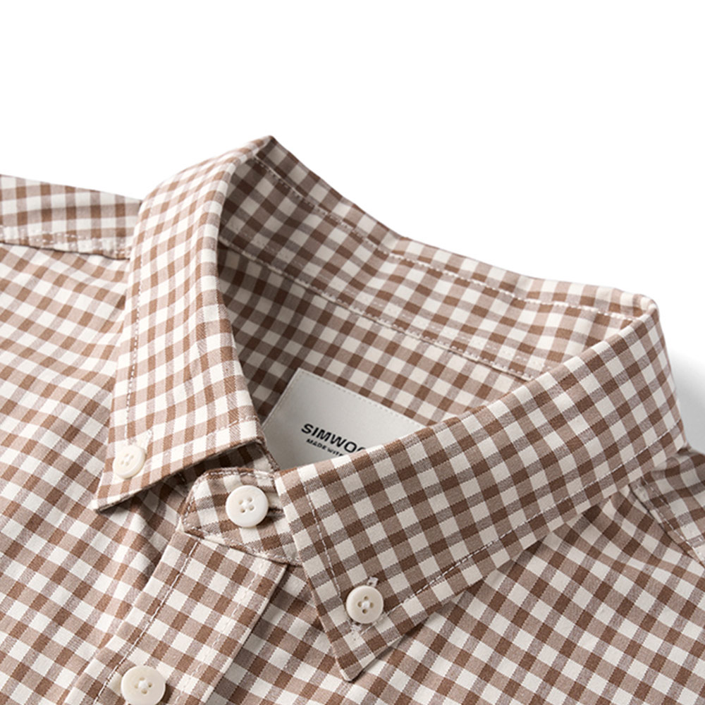 ライト液アンモニア加工コットン　スムースタッチ・防シワイージーケア 　チェック柄長袖シャツ