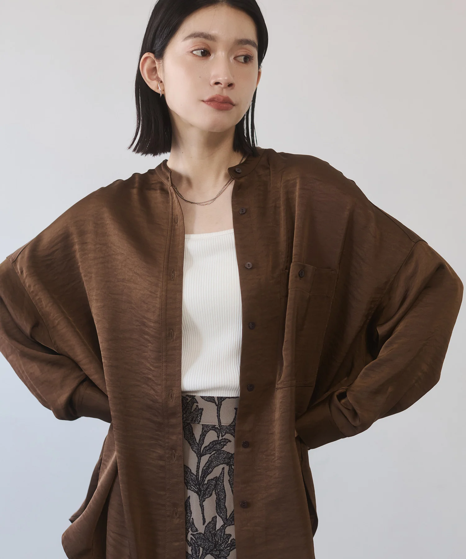 マットサテン オーバーシャツ