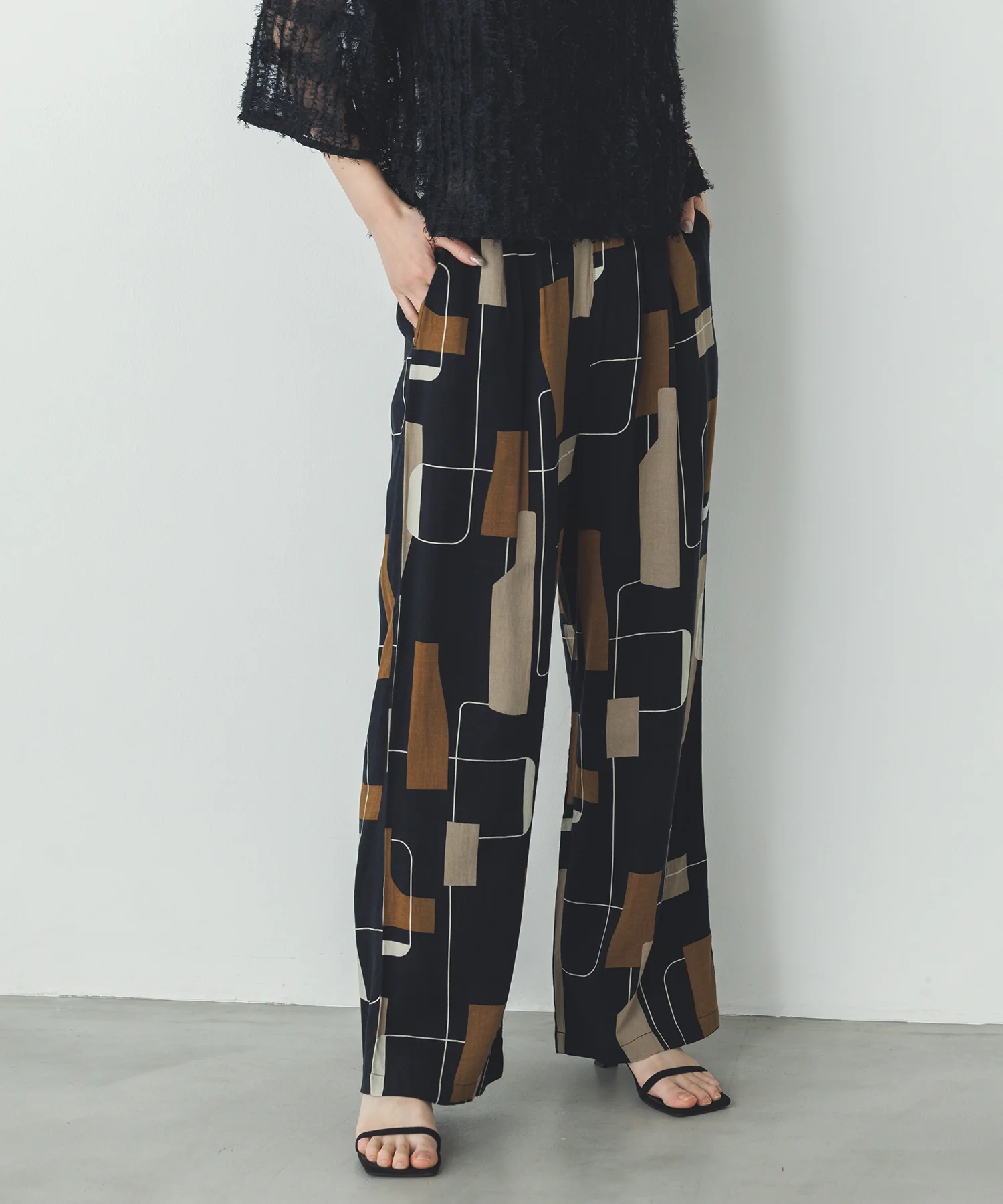 レーヨン スラブプリント イージーパンツ