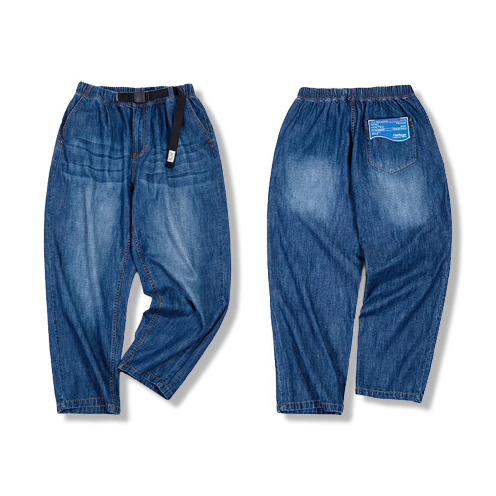 7.8オンス薄手ヒゲ加工ウォッシュデニムパンツ