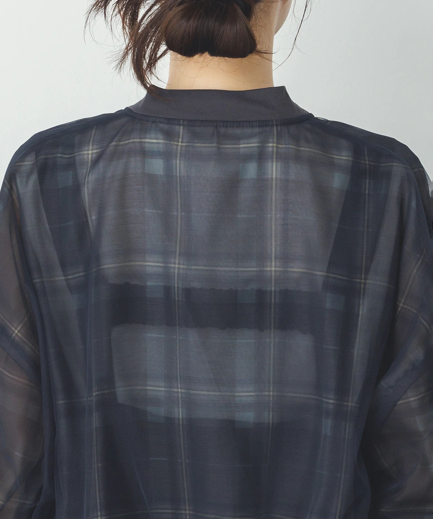 チュールシアー チェックブルゾン