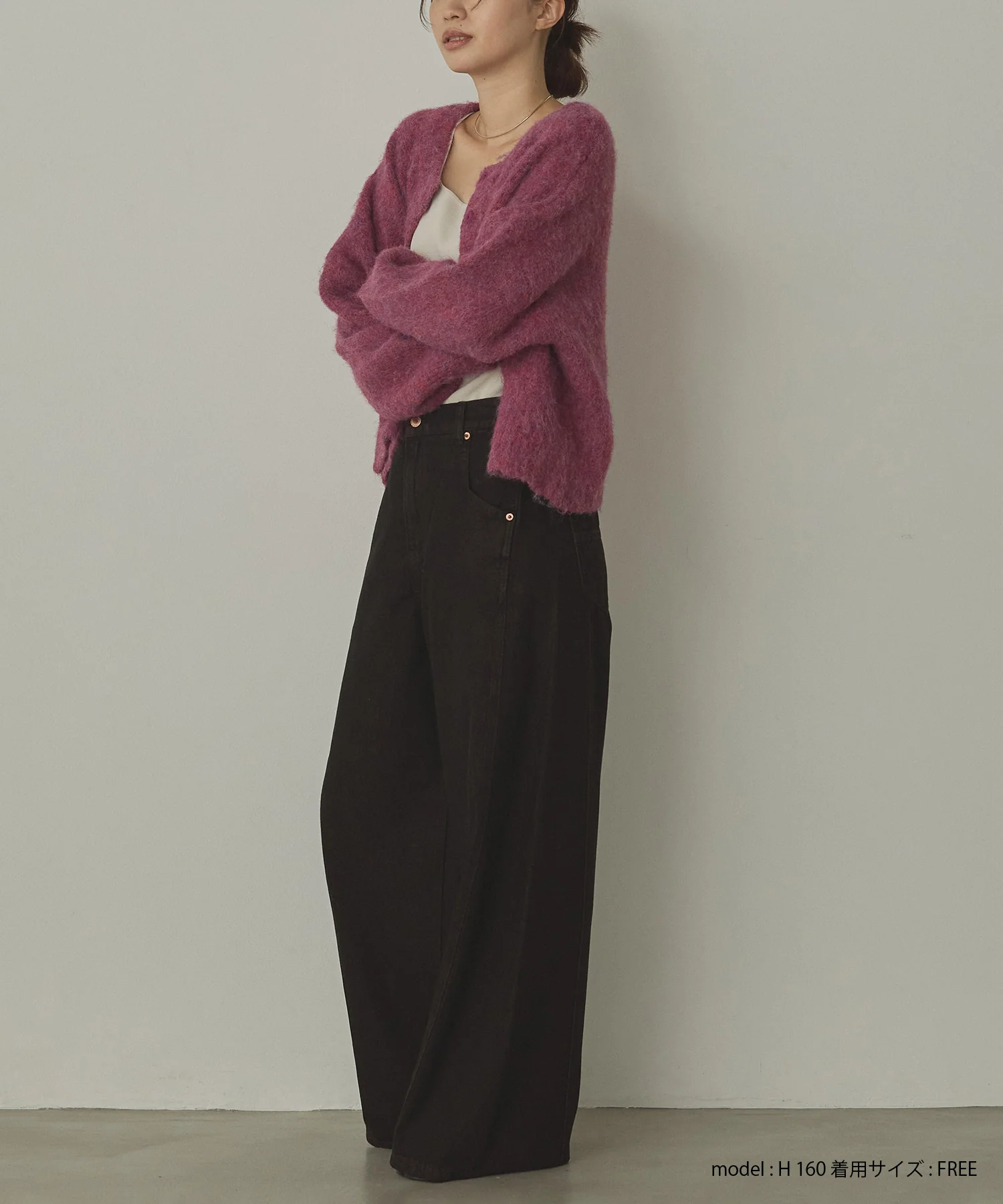 スラブデニム/ラメ ワイドパンツ　