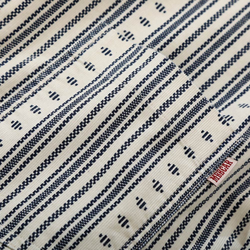 オーダーメイドコーデュロイ民族調ジオメトリック柄ワークシャツ