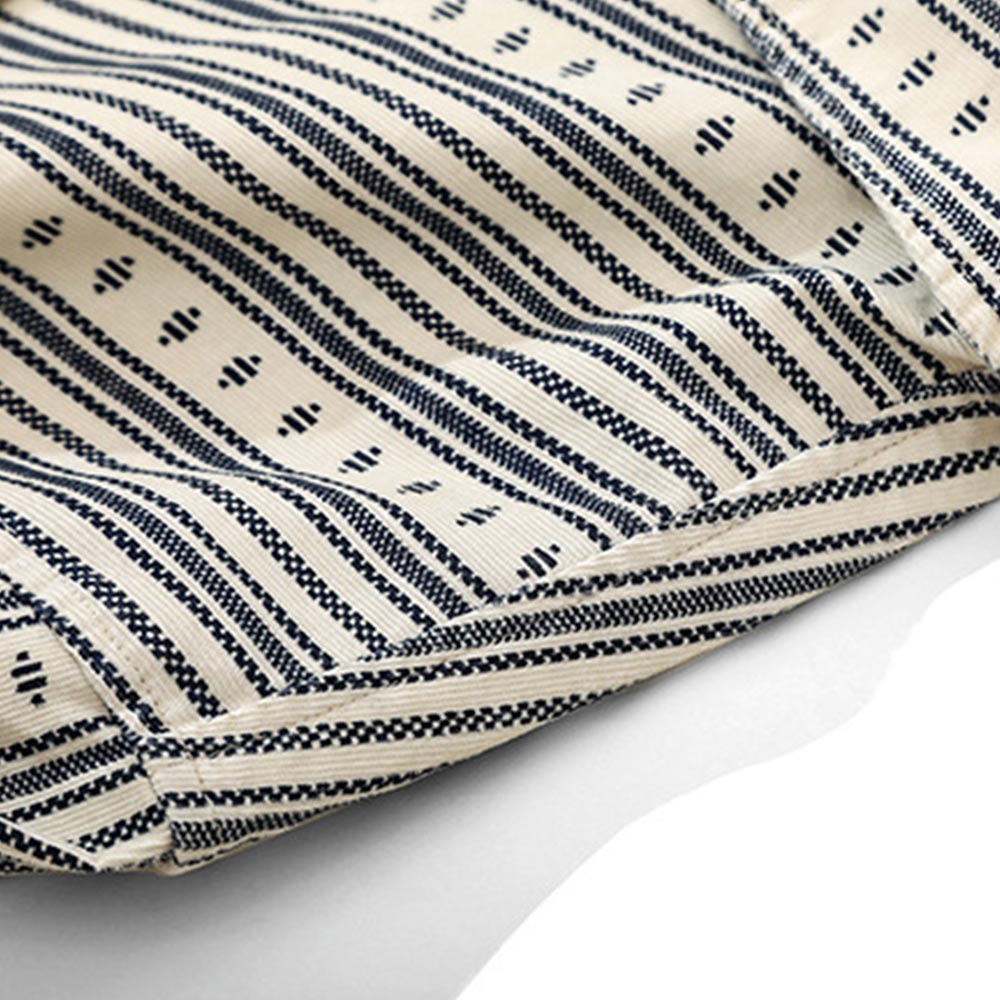 オーダーメイドコーデュロイ民族調ジオメトリック柄ワークシャツ