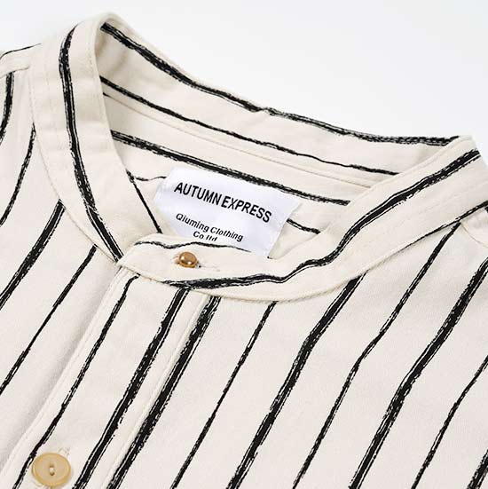 手描き風ストライプ 　ベースボールシャツ長袖