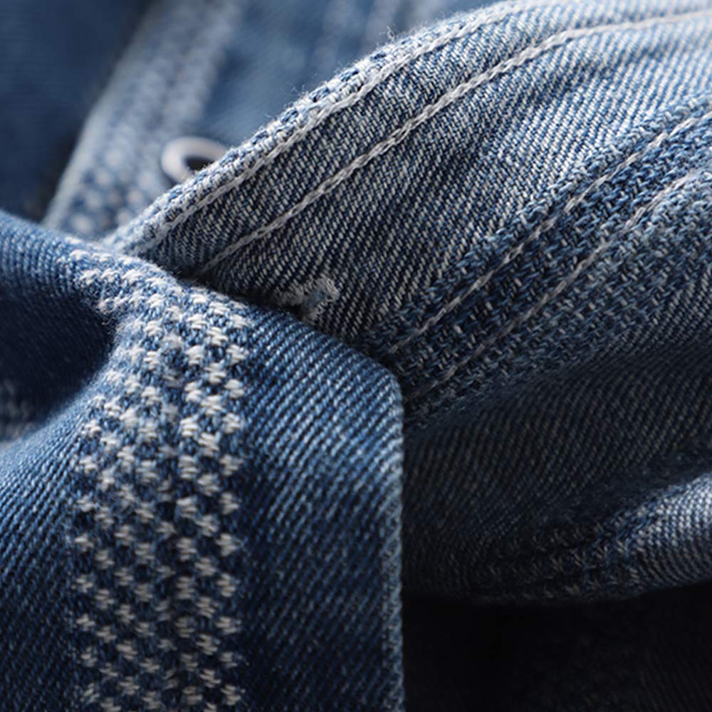 ストライプ柄　ヘビーウェイトウォッシュデニムシャツ