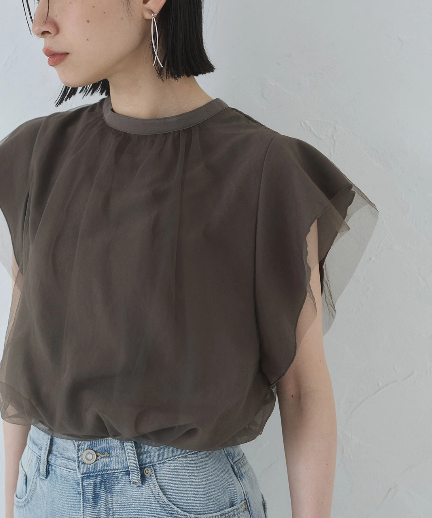 チュール レイヤードブラウス