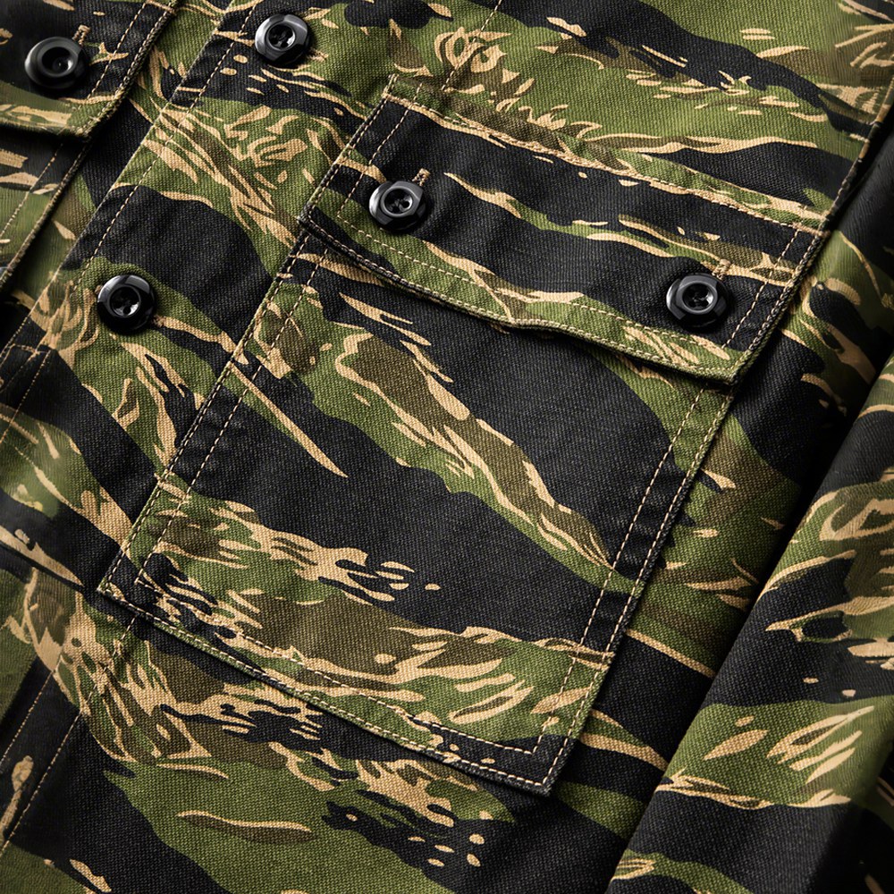 タイガーストライプカモ長袖ワークシャツ