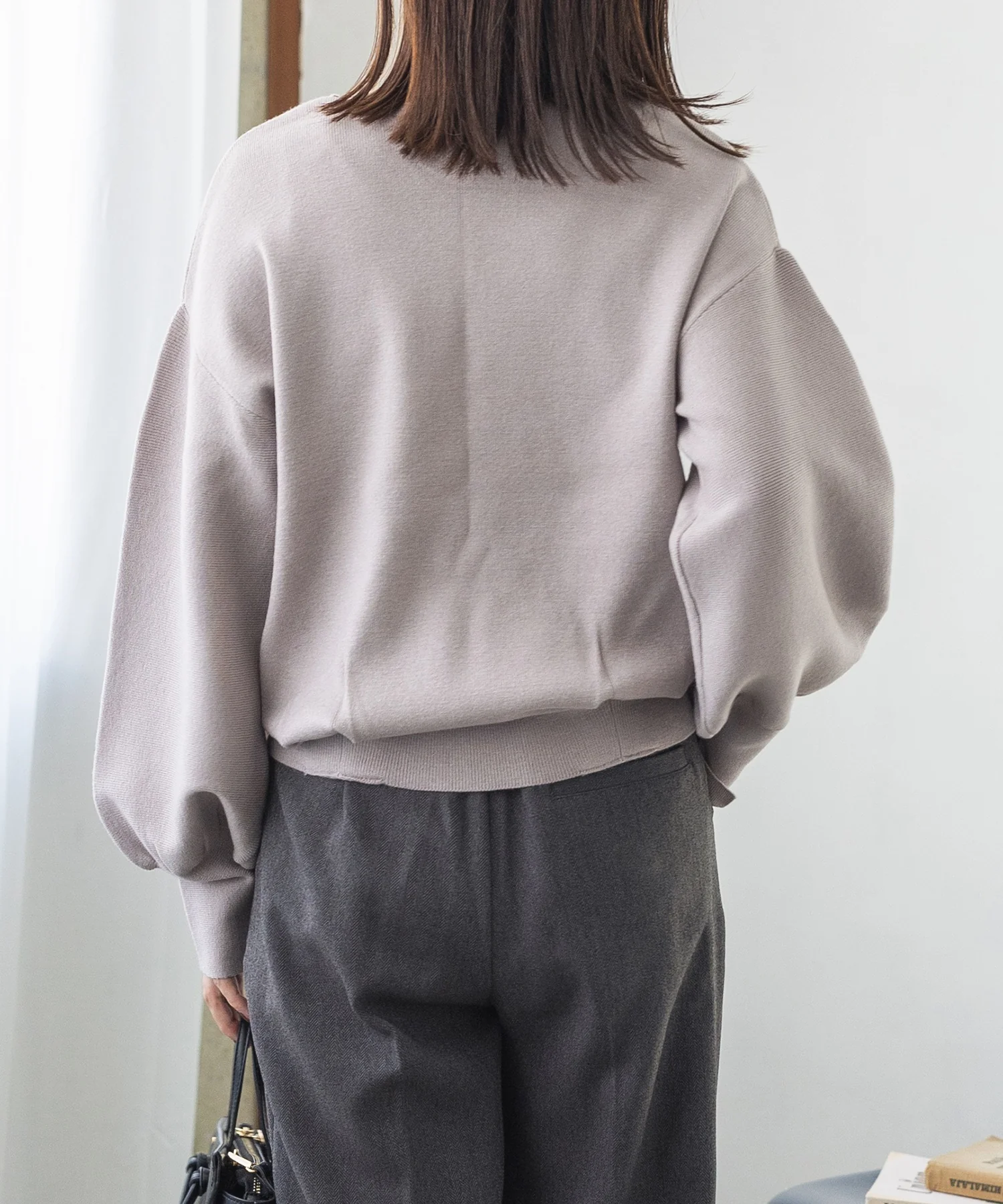 静電気防止 やわもちヤーン ぽわん袖ニット